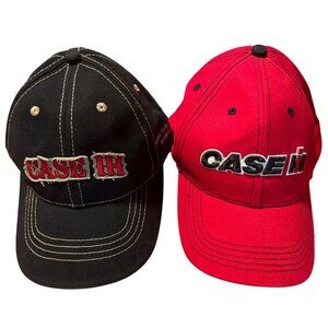 Case IH Red & Black Embroidered Adj Caps Cotton Blend Unisex Farm Equipment Logo